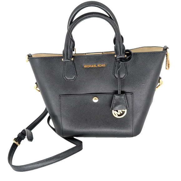 Michael Kors Greenwich Saffiano Pebbled Leather Top Handle Tote Handbag Back - Picture 12 of 14